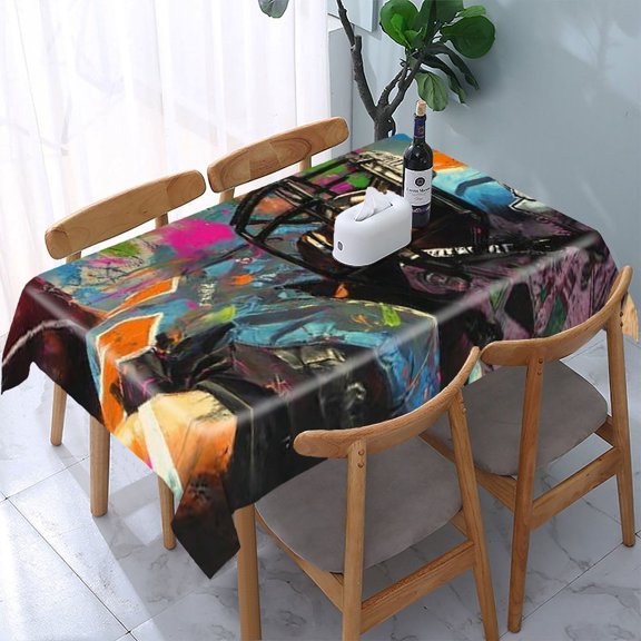RKSupls Colorful Paint Splatter Pattern Rectangle Dining Tablecloth, Washable Wipeable Stain & Wrinkle Resistant Polyester Tablecloth for Kitchen Picnic Party