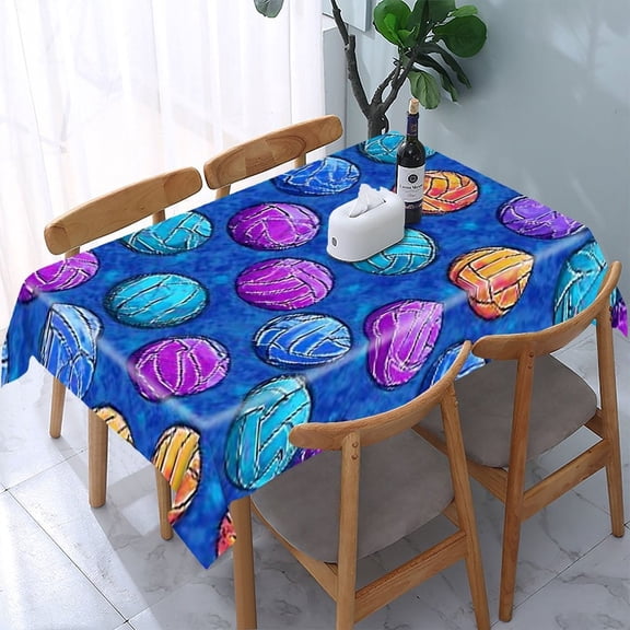 RKSupls Colorful Volleyballs Pattern Rectangle Dining Tablecloth, Washable Wipeable Stain & Wrinkle Resistant Polyester Tablecloth for Kitchen Picnic Party
