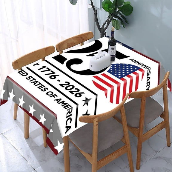 RKSupls Commemorative Graphic Rectangle Dining Tablecloth, Washable Wipeable Stain & Wrinkle Resistant Polyester Tablecloth for Kitchen Picnic Party