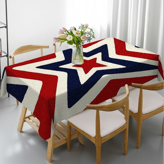 RKSupls Concentric Stars Canvas Abstract Print Rectangle Dining Tablecloth, Holiday Party Tablecloth Holiday-Themed Design, Concentric Stars Canvas Abstract