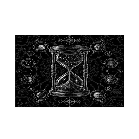 RKSupls Cosmic Hourglass Planets Alchemy Linen Placemats 30x45cm Straight Edge Stain Resistant Washable Non-Slip Table Mats Table for Kitchen Dining Room Home