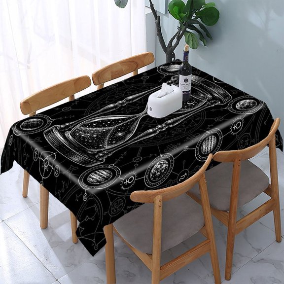 RKSupls Cosmic Hourglass Planets Alchemy Rectangle Dining Tablecloth, Washable Wipeable Stain & Wrinkle Resistant Polyester Tablecloth for Kitchen Picnic Party