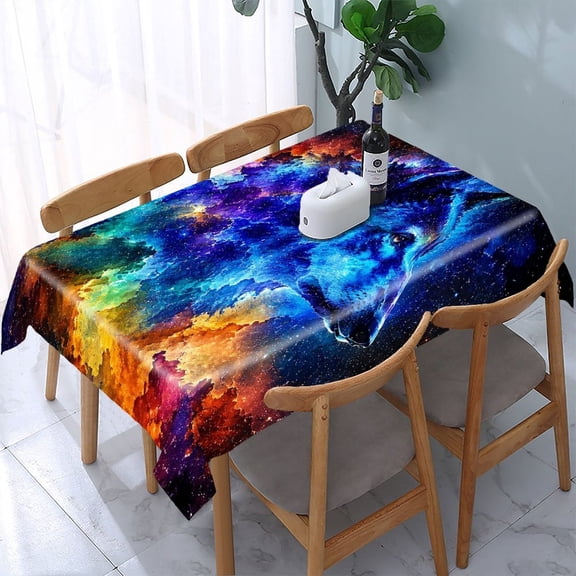 RKSupls Cosmic Nebula Rainbow Art Rectangle Dining Tablecloth, Washable Wipeable Stain & Wrinkle Resistant Polyester Tablecloth for Kitchen Picnic Party