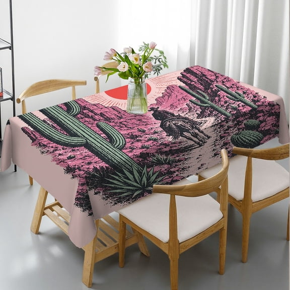RKSupls Cowboy Horse Desert Canyon Sunset Rectangle Tablecloth, Holiday-Themed Design - Holiday Party Tablecloth Rectangle Tablecloth, Ideal for Kitchen Picnic Party