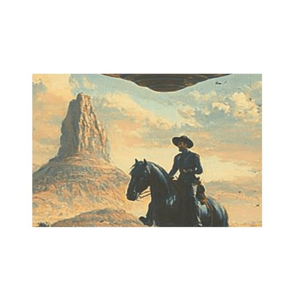 RKSupls Cowboy Horse UFO Desert Linen Placemats 30x45cm Straight Edge Stain Resistant Washable Non-Slip Table Mats Table for Kitchen Dining Room Home