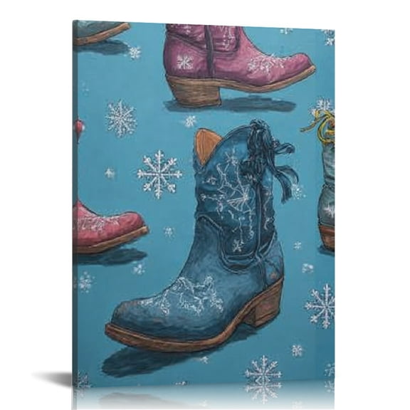 RKSupls Cowgirl Boots Canvas Wall Art, Canvas Prints Wall Art for Living Room Bedroom Stairway Office, Art Print Painting for Home Decorations,12x16in