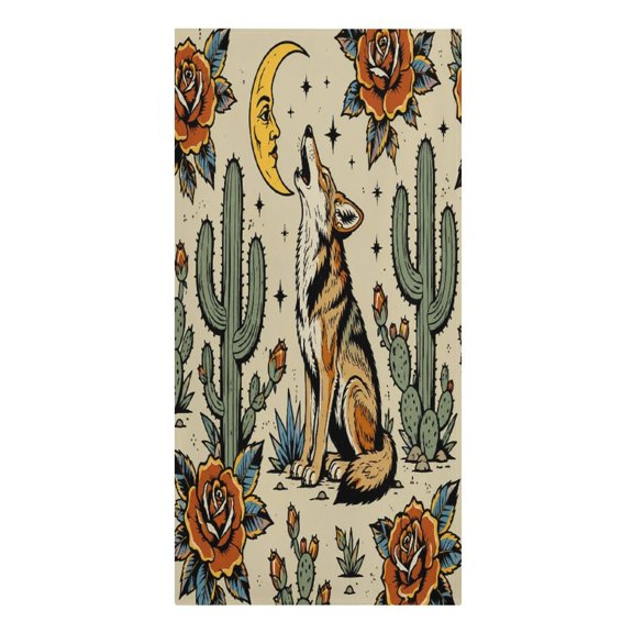 RKSupls Coyote Howling Moon Cactus Roses Microfiber Beach Towel Absorbent Compact Towels for Swimming Pool Beach Travel Things for Vacation Essentials Adult Gift,61.430.3Inch