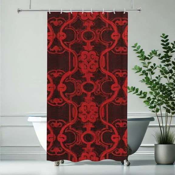 RKSupls Crimson Gold Shower Curtain, Valentine's Day Waterproof Shower Curtain with Hooks for Home Bathtub Bathroom  Decor Washable Curtains,90x180cm