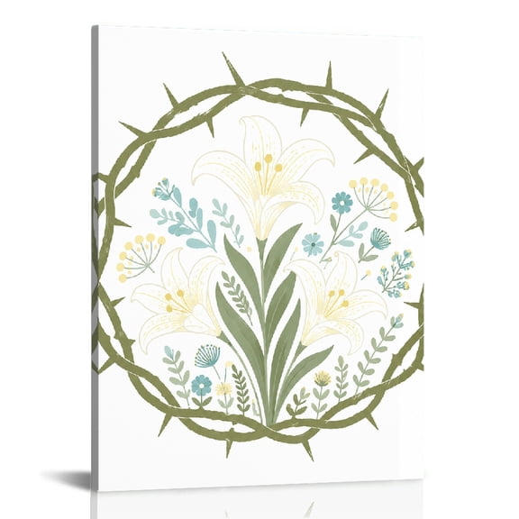 RKSupls Crown of Thorns with Lilies.png Canvas Print, Wall Decor
, Canvas Wall Art Bathroom Bedroom Kitchen Staircase Corridor Entrance Hall Wall Decor Prints