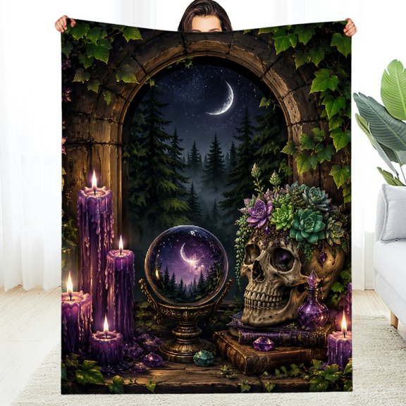 RKSupls Crystal Ball Moon Forest Night Soft Flannel Fleece Blanket, Allergy Napping  Fuzzy Bedding for the Couch, Soft Throw for Couch, Travel, Camping
