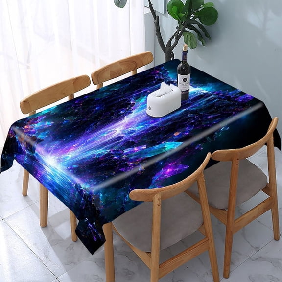 RKSupls Crystal Waterfall Purple Blue Rectangle Dining Tablecloth, Washable Wipeable Stain & Wrinkle Resistant Polyester Tablecloth for Kitchen Picnic Party