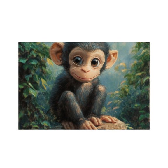 RKSupls Cute Baby Monkey Forest Linen Placemats 30x45cm Straight Edge Stain Resistant Washable Non-Slip Table Mats Table for Kitchen Dining Room Home