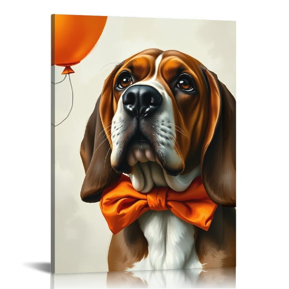 RKSupls Cute Beagle Dog Bowtie Canvas Wall Art, Canvas Prints Wall Art for Living Room Bedroom Entryway Office, Art Print Painting for Home Decor