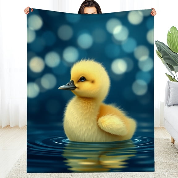 RKSupls Cute Duckling Water Reflection Baby Animal Soft Flannel Throw Blanket, Lightweight Fuzzy Warm Cozy Blanket for Couch Bed Home Travel Decor