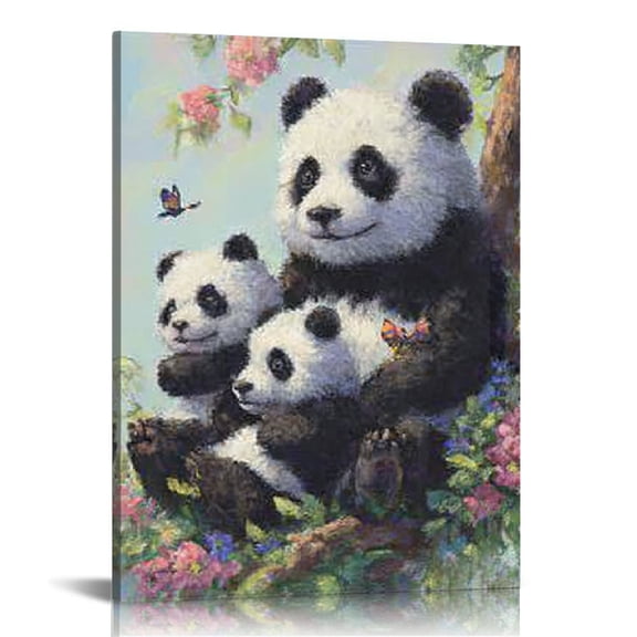 RKSupls Cute Panda Canvas Wall Art, Canvas Prints Wall Art for Living Room Bedroom Stairway Office, Art Print Painting for Home Decorations,12x16in