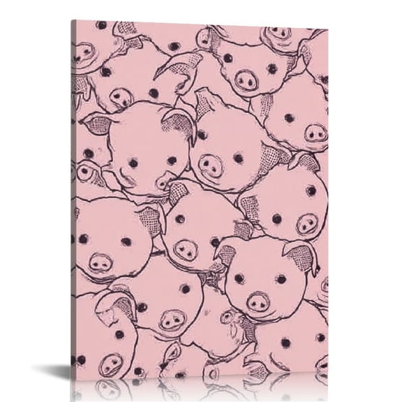 RKSupls Cute Pig Canvas Wall Art, Canvas Prints Wall Art for Living Room Bedroom Entryway Office, Art Print Painting for New Year Home Decorations,12x16in
