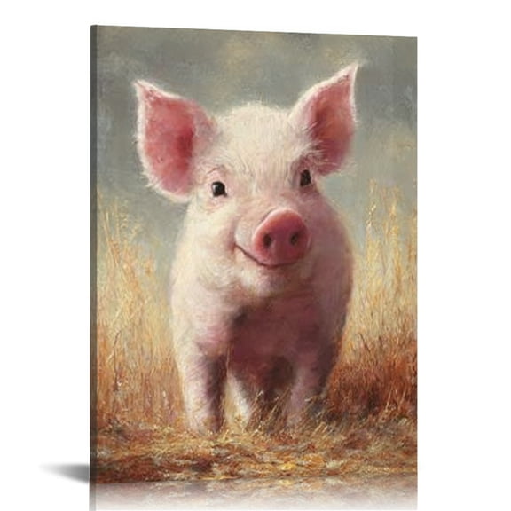 RKSupls Cute Pig Sign Canvas Wall Art, Canvas Prints Wall Art for Living Room Bedroom Bathroom Office, Art Print Painting for Home Decorations,16x20in