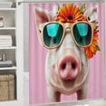 thumbnail image 1 of RKSupls Cute Pig with Sunglasses Shower Curtain, Valentine's Day Waterproof Shower Curtain with Hooks for Home Bathtub Bathroom Decor Washable Fabric Curtains,198x180cm, 1 of 5