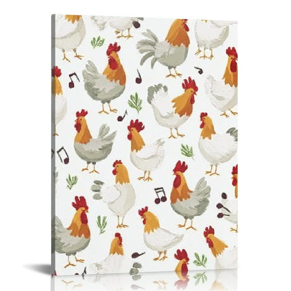 RKSupls Cute Rooster Canvas Wall Art, Canvas Prints Wall Art for Living Room Bedroom Bathroom Office, Art Print Painting for Home Decorations,12x16in