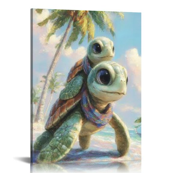 RKSupls Cute Sea Turtle Canvas Wall Art, Canvas Prints Wall Art for Living Room Bedroom Entryway Office, Art Print Painting for New Year Home Decorations,16x20in
