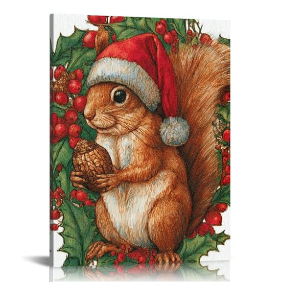 RKSupls Cute Squirrel Sign Canvas Wall Art, Canvas Prints Wall Art for Living Room Bedroom Bathroom Office, Art Print Painting for New Year Home Decorations,12x16in
