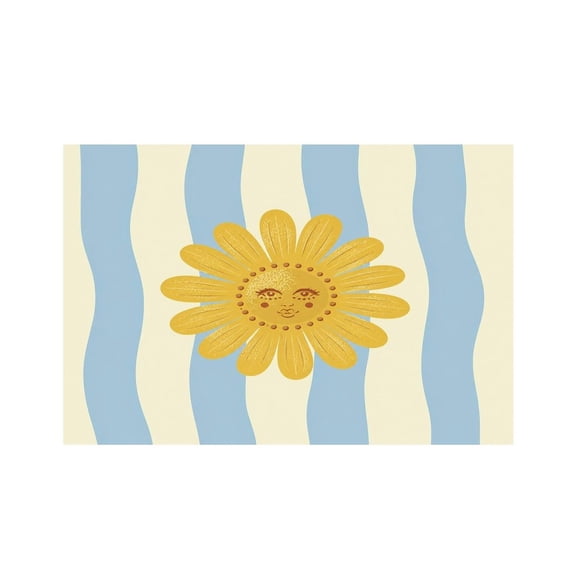 RKSupls Daisy Flower Face Stripes Linen Placemats 30x45cm Straight Edge Stain Resistant Washable Non-Slip Table Mats Table for Kitchen Dining Room Home