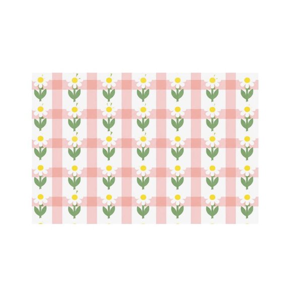 RKSupls Daisy Stripe Spring Pattern Linen Placemats 30x45cm Straight Edge Stain Resistant Washable Non-Slip Table Mats Table for Kitchen Dining Room Home
