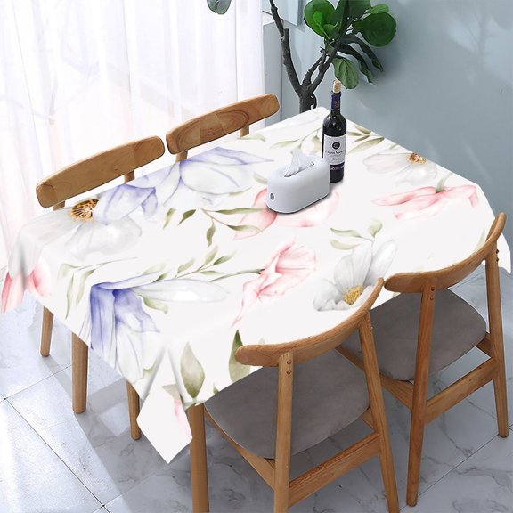 RKSupls Daisy Sunflower Pattern Design Rectangle Dining Tablecloth, Washable Wipeable Stain & Wrinkle Resistant Polyester Tablecloth for Kitchen Picnic Party