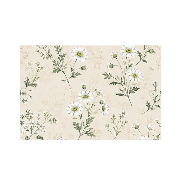 RKSupls Daisy Wildflower Meadow Pattern Linen Placemats 30x45cm Straight Edge Stain Resistant Washable Non-Slip Table Mats Table for Kitchen Dining Room Home