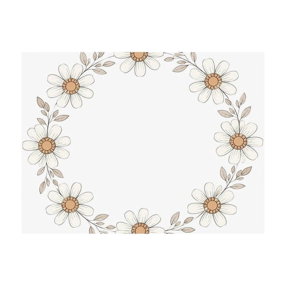RKSupls Daisy Wreath Circle Linen Placemats 30x45cm Straight Edge Stain Resistant Washable Non-Slip Table Mats Table for Kitchen Dining Room Home