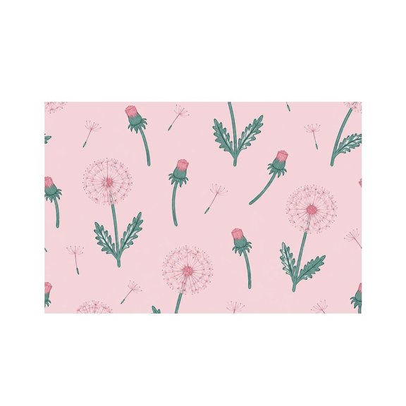 RKSupls Dandelion Floral Pattern Linen Placemats 30x45cm Straight Edge Stain Resistant Washable Non-Slip Table Mats Table for Kitchen Dining Room Home
