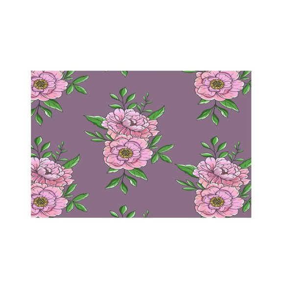 RKSupls Dark Floral Botanical Pattern Linen Placemats 30x45cm Straight Edge Stain Resistant Washable Non-Slip Table Mats Table for Kitchen Dining Room Home