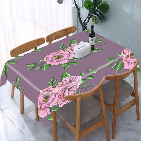 RKSupls Dark Floral Botanical Pattern Rectangle Dining Tablecloth, Washable Wipeable Stain & Wrinkle Resistant Polyester Tablecloth for Kitchen Picnic Party