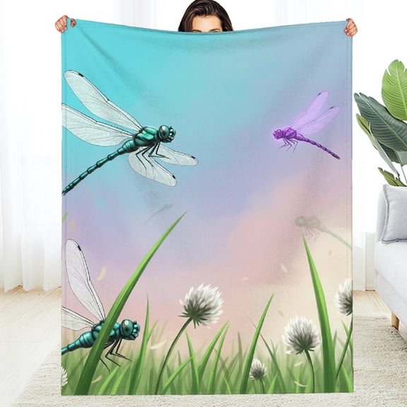 RKSupls Decorative Blanket, Magical Dragonfly Colorful All-Season Blanket - Tear-Resistant Warm Soft Throw for Couch, Travel, Camping