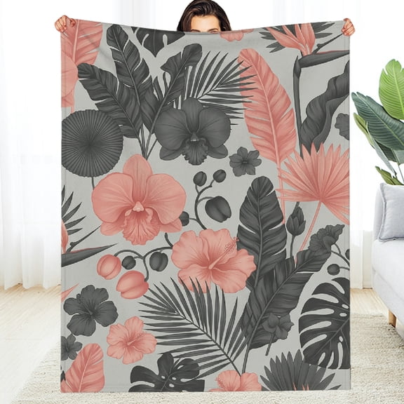 RKSupls Decorative Blanket, Midnight Jungle Bloom Fuzzy Bedding Blanket for the Couch - Allergy Lightweight Soft Throw for Couch, Travel, Camping