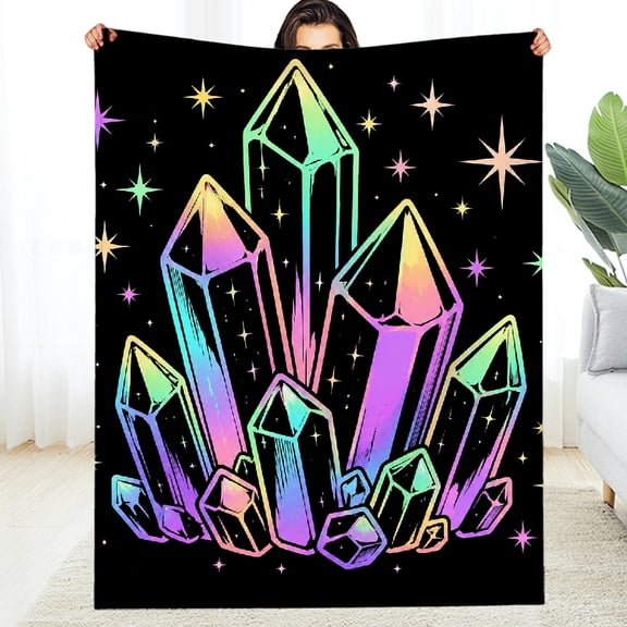 RKSupls  Decorative Blanket, Neon Crystal Candle Flame Star Dark Soft Flannel Fleece Blanket - Cozy Napping Soft Throw for Couch, Travel, Camping