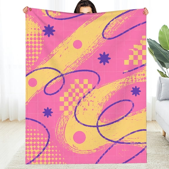 RKSupls Decorative Blanket, Pink Pop Art Palm Grove Fuzzy Bedding for the Couch - Machine Washable Machine Washable Soft Throw for Couch, Travel, Camping