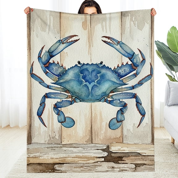 RKSupls Decorative Blanket, Watercolor Marine Life Sea Wild Crab All-Season Blanket - Soft Soft Throw for Couch, Travel, Camping