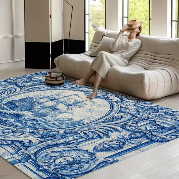 RKSupls Deer Drinking Forest Stream Soft Fluffy Velvet Area Rug for Living Room Bedroom, Non-Slip Washable Carpet, Modern Minimalist Home Decor Floor Mat