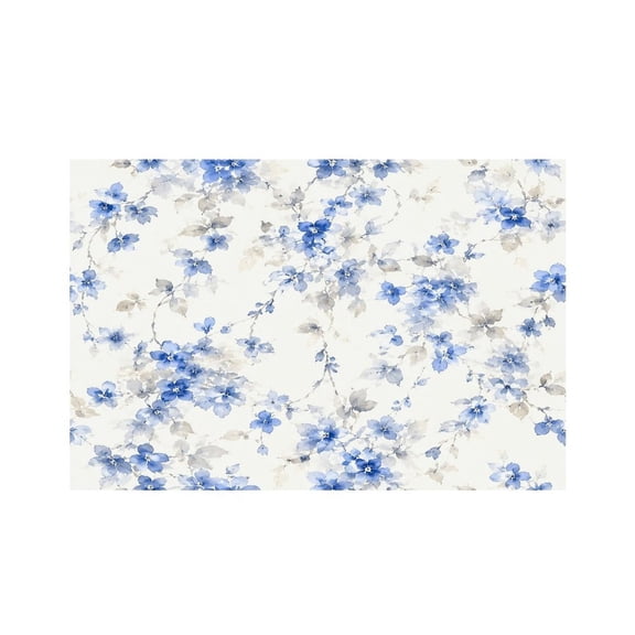 RKSupls Delicate Blue Flower Scatter Pattern Linen Placemats 30x45cm Straight Edge Stain Resistant Washable Non-Slip Table Mats Table for Kitchen Dining Room Home