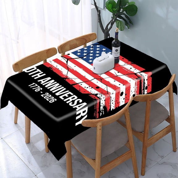 RKSupls Distressed Cracked Flag Rectangle Dining Tablecloth, Washable Wipeable Stain & Wrinkle Resistant Polyester Tablecloth for Kitchen Picnic Party