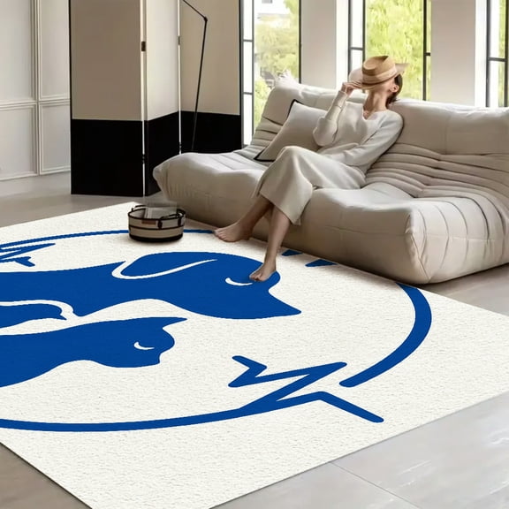 RKSupls Dog Cat Bird Heartbeat Circle Logo Soft Fluffy Velvet Area Rug for Living Room Bedroom, Non-Slip Washable Carpet, Modern Minimalist Home Decor Floor Mat