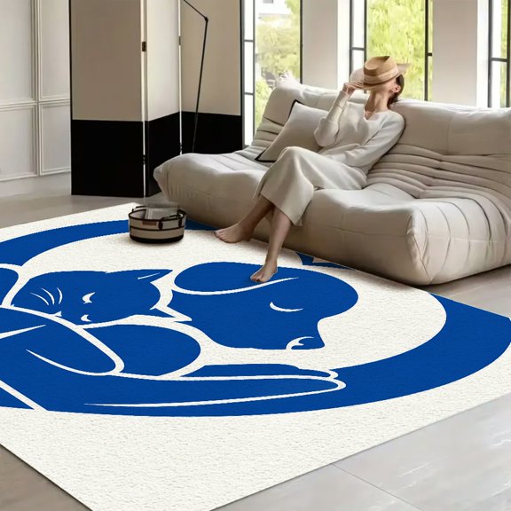 RKSupls Dog Cat Heart Hands Heartbeat Logo Soft Fluffy Velvet Area Rug for Living Room Bedroom, Non-Slip Washable Carpet, Modern Minimalist Home Decor Floor Mat