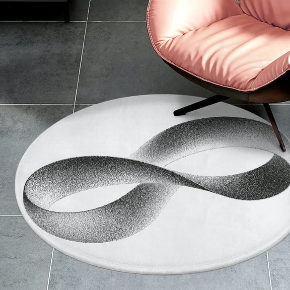 RKSupls Dotted Infinity Loop Abstract Art Round Flannel Floor Mat, Soft Non-Slip Washable Rug suitable for Living Room Bedroom Study, Decorative Floor Rug