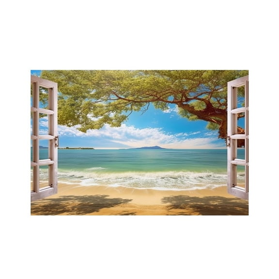 RKSupls Dreamy Beach Linen Placemats 30x45cm Straight Edge Stain Resistant Washable Non-Slip Table Mats Table for Kitchen Dining Room Home