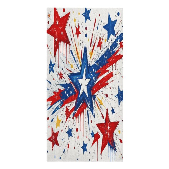 RKSupls Drip Star Fireworks Red Blue Yellow Splatter Microfiber Beach Towel Absorbent Compact Towels for Swimming Pool Beach Travel Things for Vacation Essentials Adult Gift,61.4×30.3Inch