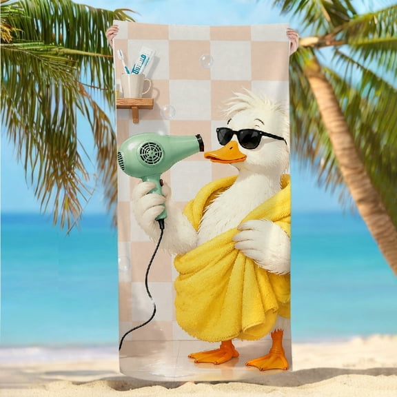 RKSupls Duck Hair Dryer Yellow Towel Bathroom Quickly Absorb Moisture Beach Towel - Machine Washable Ultra-Soft Microfiber, Ideal for Bathroom beach yoga