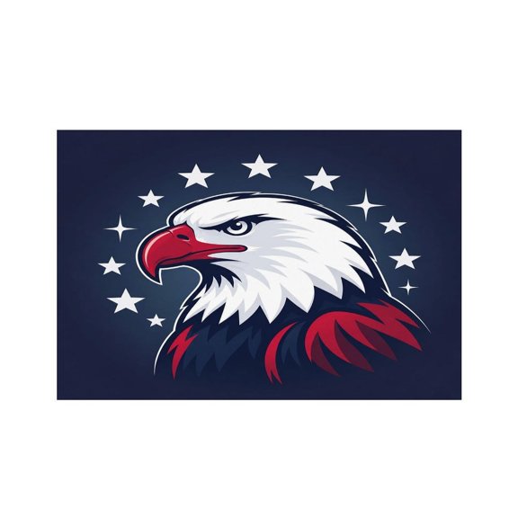 RKSupls Eagle Head Logo Stars Dark Linen Placemats 30x45cm Straight Edge Stain Resistant Washable Non-Slip Table Mats Table for Kitchen Dining Room Home
