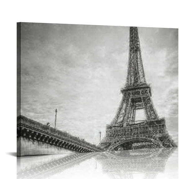 RKSupls Eiffel Tower Canvas Wall Art, Monochrome Paris Wall Decor Print, Modern Artwork for Living Room Bedroom Office Home Decor
