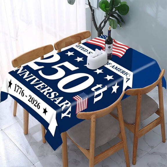 RKSupls Elegant Blue Ribbon Banner Rectangle Dining Tablecloth, Washable Wipeable Stain & Wrinkle Resistant Polyester Tablecloth for Kitchen Picnic Party